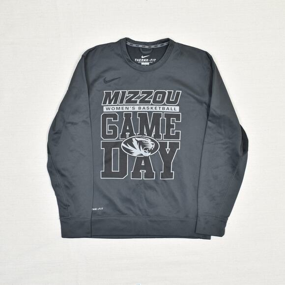 Nike Polyester Gray M Mizzou Tigers Dri Therma Fit Crew Neck Pullover Sweatshirt - Picture 2 of 8